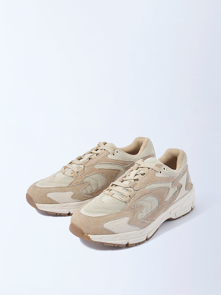 SOLEPLAY Beige Mesh Detailed Lace-Up Sneakers - Image 3