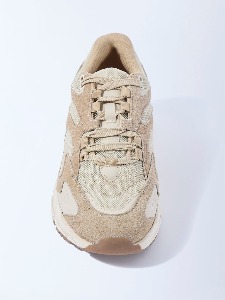 SOLEPLAY Beige Mesh Detailed Lace-Up Sneakers - Image 4