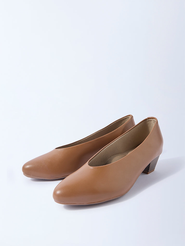 LUNA BLU Tan Solid Pump Shoes - Image 2