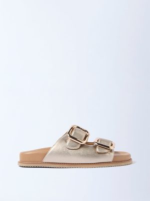 LUNA BLU Gold Slip-On Comfort Sandals