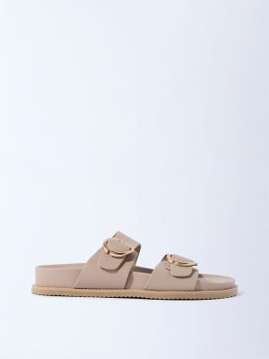 LUNA BLU Light Taupe Slip-On Sandals
