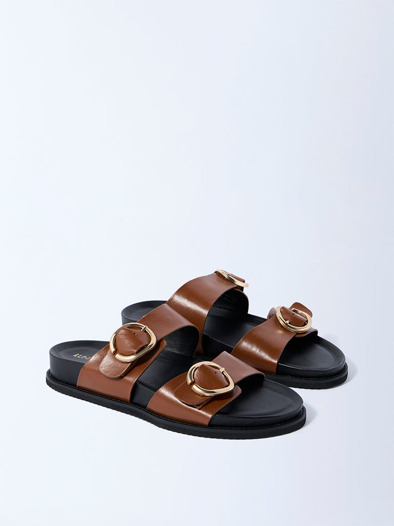 LUNA BLU Tan Slip-On Sandals - Image 2