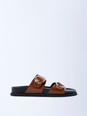 LUNA BLU Tan Slip-On Sandals
