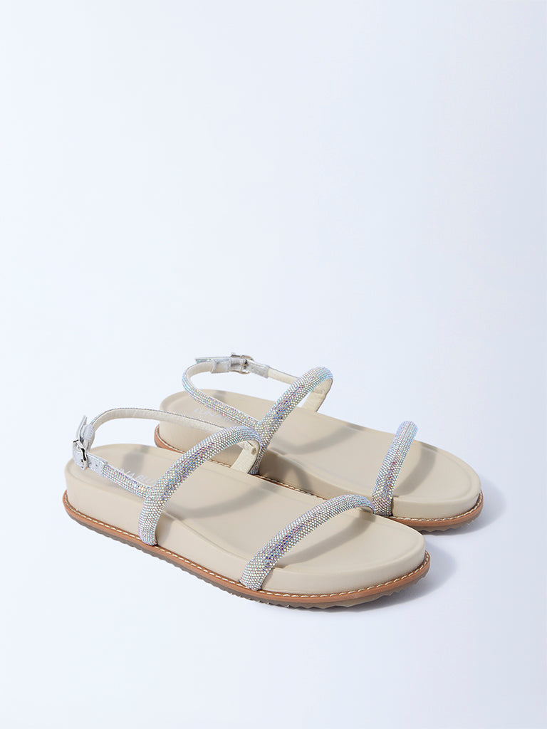 LUNA BLU Ivory Diamante Embellished Comfort Sandals - Image 2