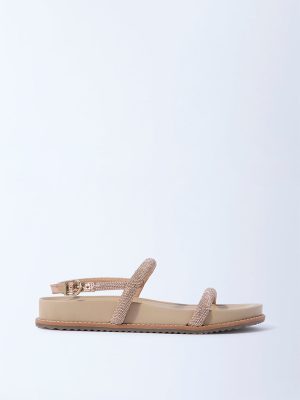 LUNA BLU Rose Gold Diamante Embellished Comfort Sandals