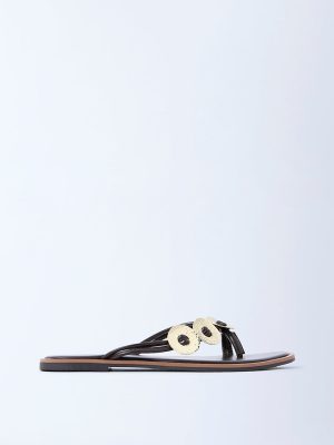 LUNA BLU Dark Brown Metallic Disc Flip-Flops