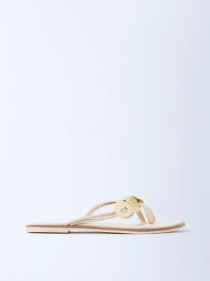 LUNA BLU Ivory Metallic Disc Flip-Flops