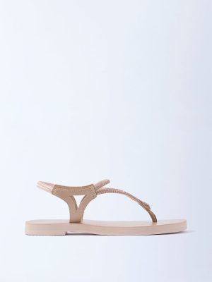 LUNA BLU Light Pink Diamante-Detailed Slingback Sandals