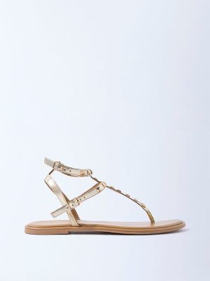LUNA BLU Gold Studded Gladiator Sandals