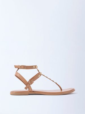 LUNA BLU Tan Studded Gladiator Sandals