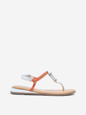 LUNA BLU Beige Embellished T-Strap Sandals