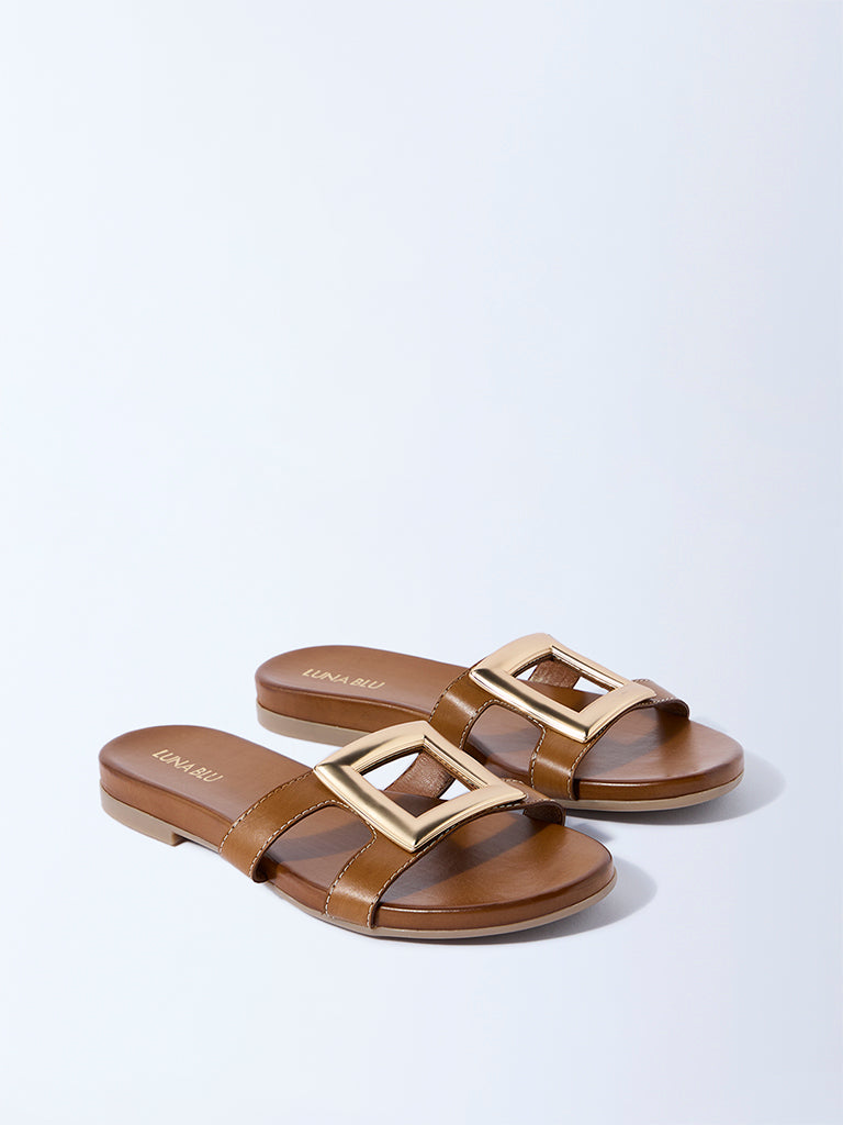 LUNA BLU Tan Hardware-Detailed Slides - Image 2