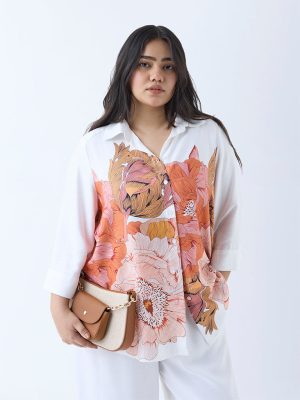Gia Orange Floral Pattern Shirt
