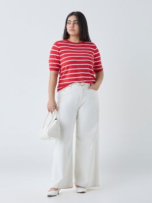 Gia Red Stripe Detailed T-Shirt