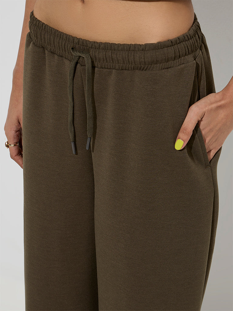 Studiofit Olive Wide-Leg High-Rise Track Pants - Image 3