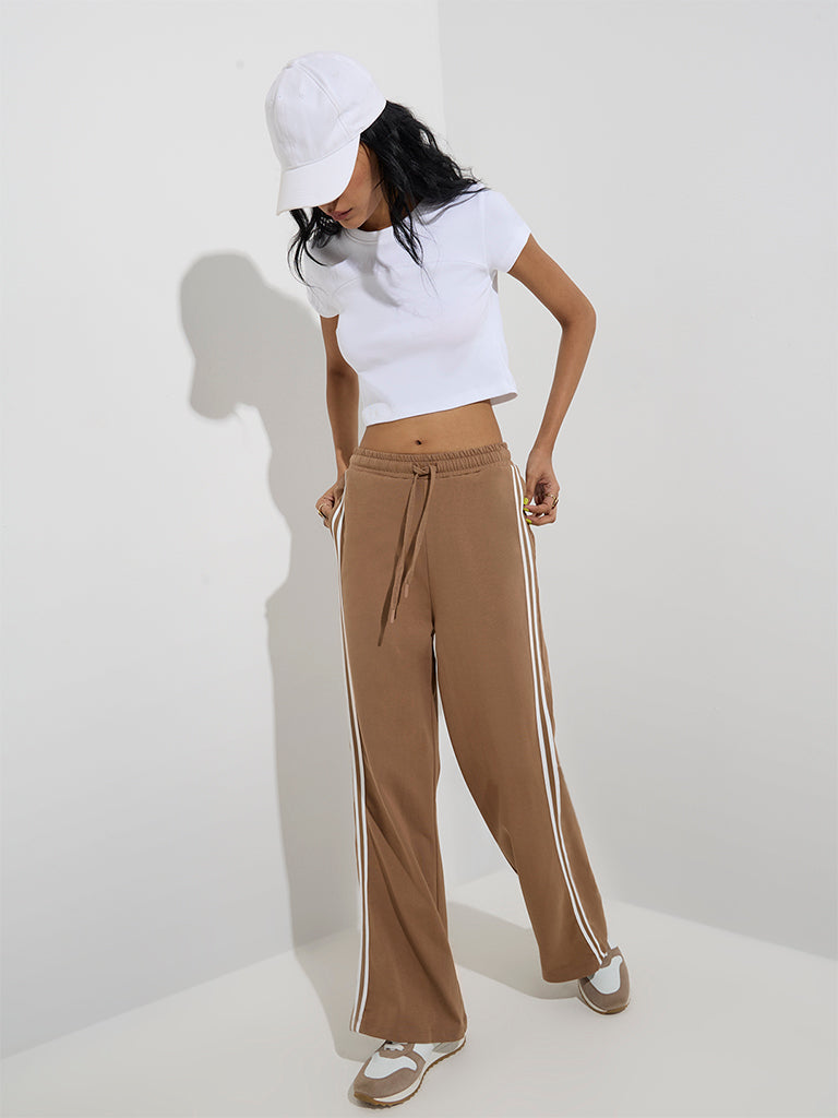 Studiofit White Ribbed-Textured Cotton-Blend T-Shirt - Image 2