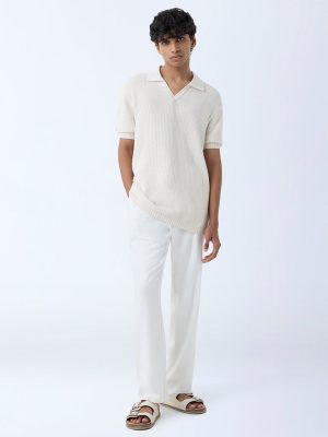 ETA White Relaxed-Fit Mid-Rise Cotton-Blend Chinos