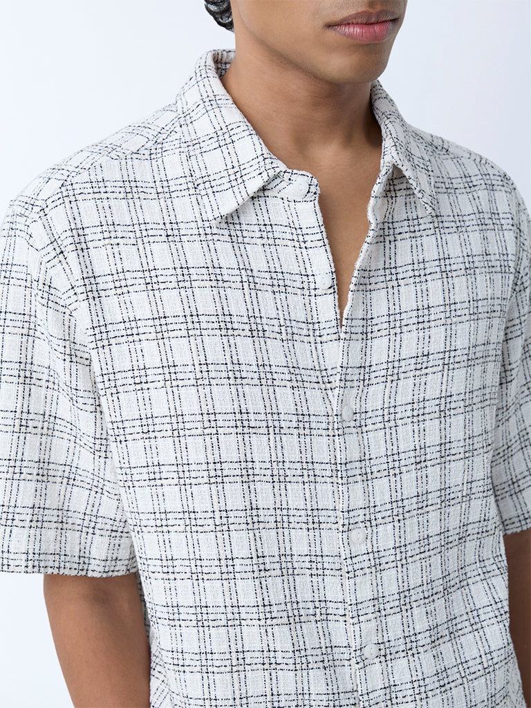 ETA Off-White Checks Detailed Relaxed-Fit Cotton Shirt - Image 4
