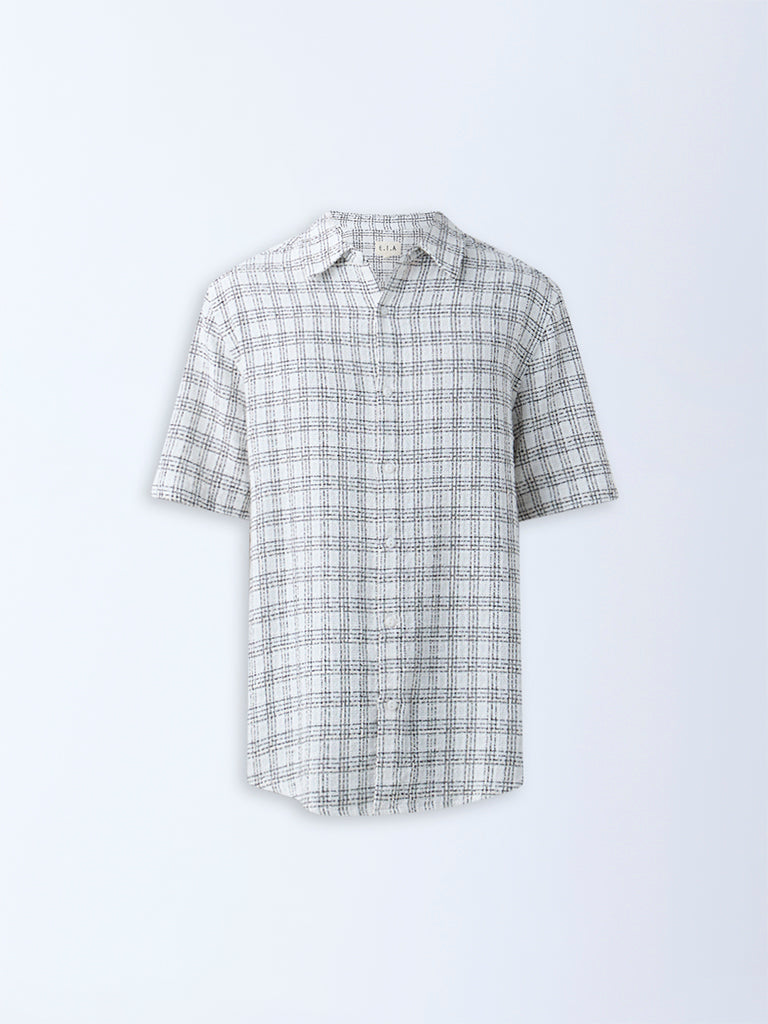 ETA Off-White Checks Detailed Relaxed-Fit Cotton Shirt - Image 6