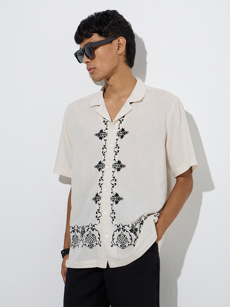 ETA Off-White Embroidered Relaxed-Fit Shirt - Image 2