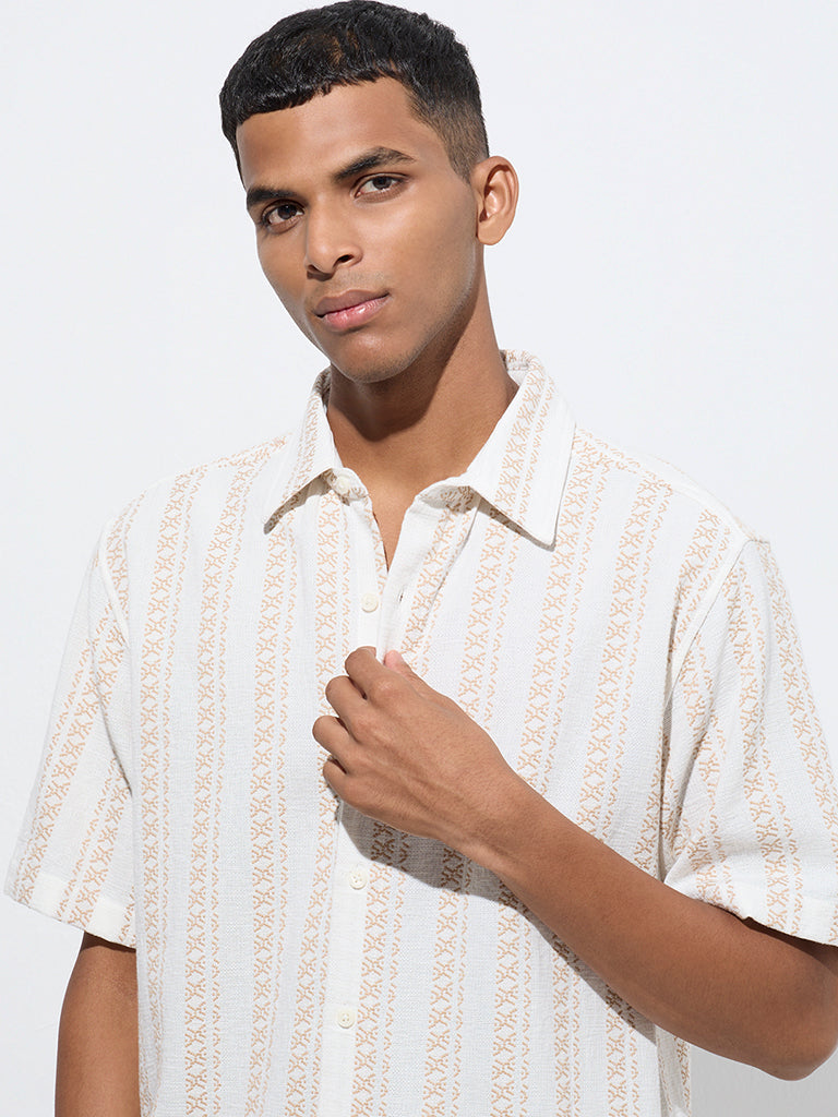 ETA Off-White Embroidered Relaxed-Fit Cotton Shirt - Image 4