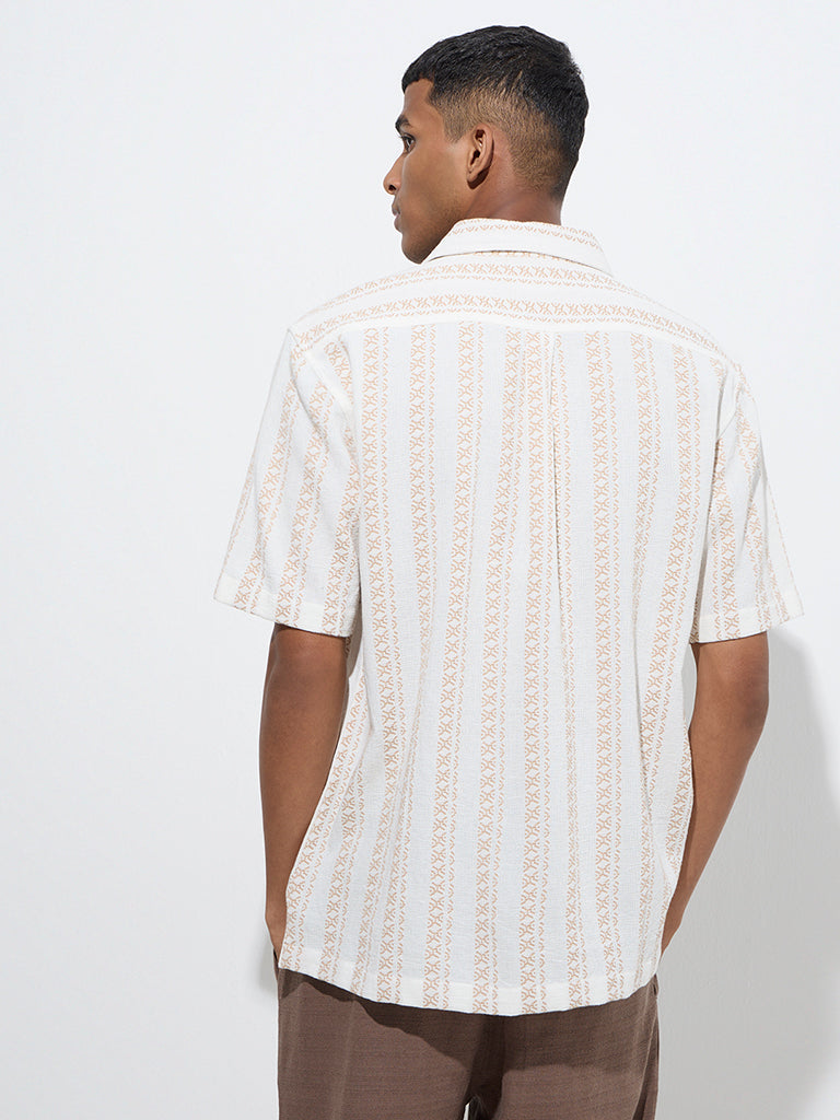 ETA Off-White Embroidered Relaxed-Fit Cotton Shirt - Image 5