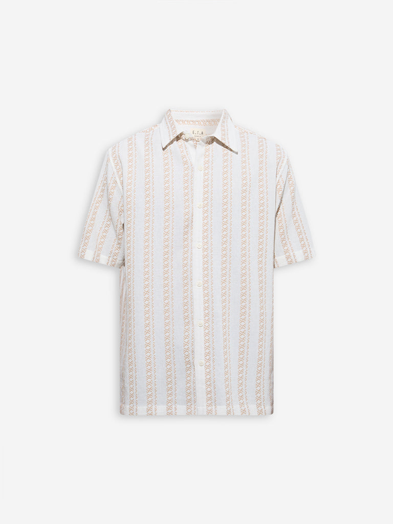ETA Off-White Embroidered Relaxed-Fit Cotton Shirt - Image 6