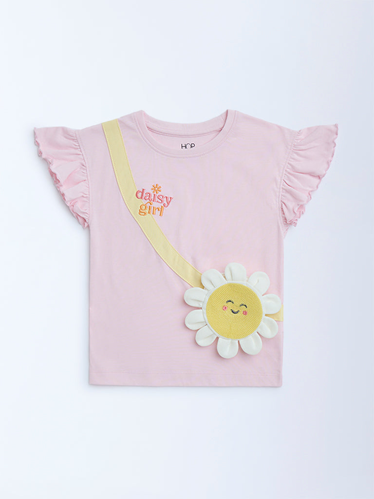 HOP Kids Pink Floral Design Cotton Top - Image 2