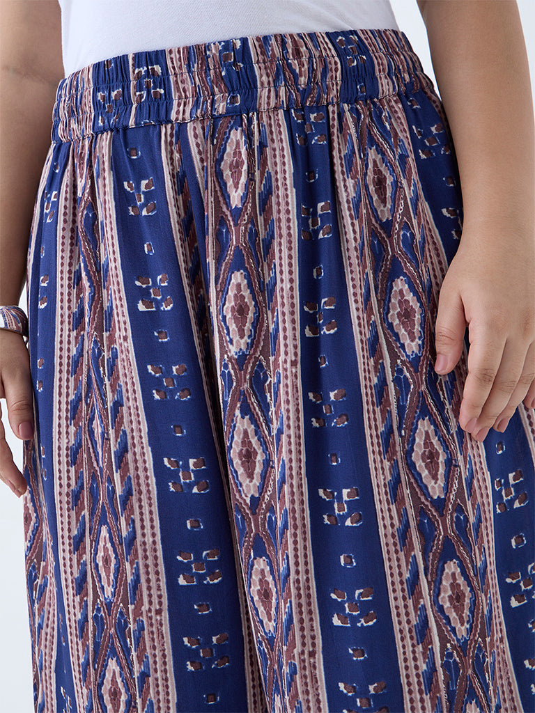 Diza Indigo Stripe Pattern Ethnic Pants - Image 3
