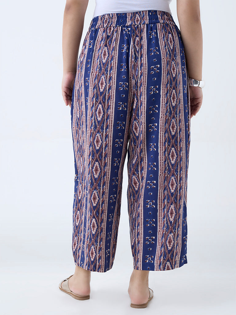 Diza Indigo Stripe Pattern Ethnic Pants - Image 4