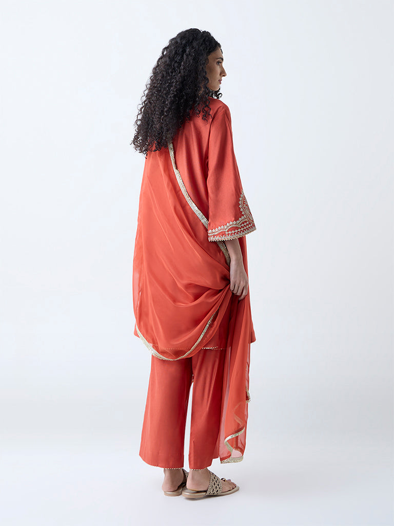 Vark Rust Embellished A-Line Ethnic Set - Image 4