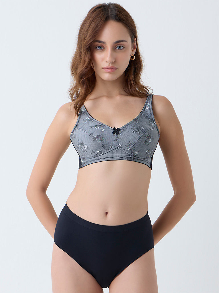 Wunderlove Black Jacquard Padded Bra - Image 2