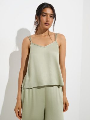 Wunderlove Sage Solid Satin Camisole