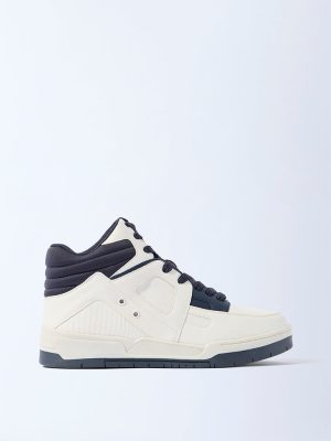 SOLEPLAY Navy Colour-Blocked Perforated Lace-Up Boots