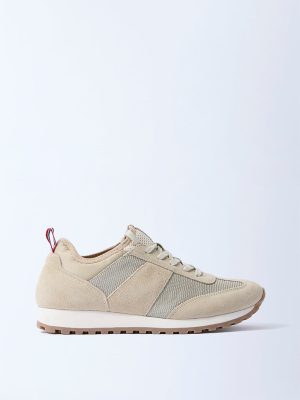 SOLEPLAY Beige Mesh-Detailed Lace-Up Sneakers