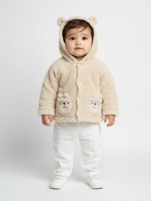 HOP Baby Beige Fleece Detailed Sweater