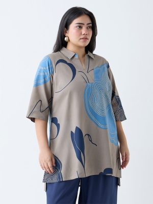 Diza Taupe Bandhani Printed Tunic