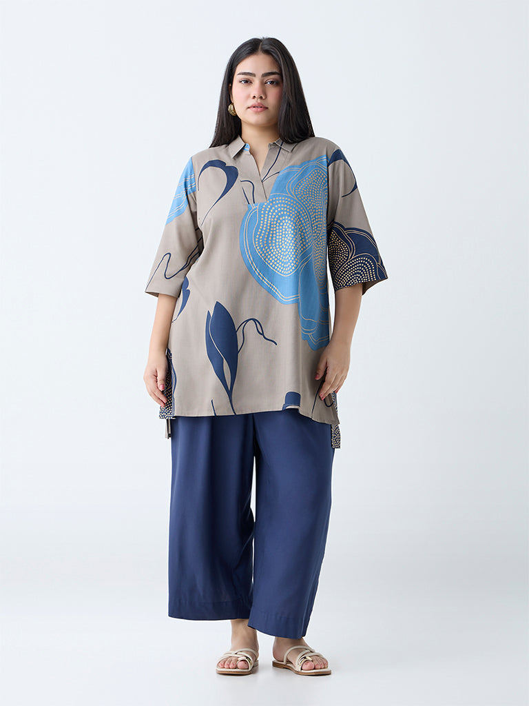 Diza Taupe Bandhani Printed Tunic - Image 2