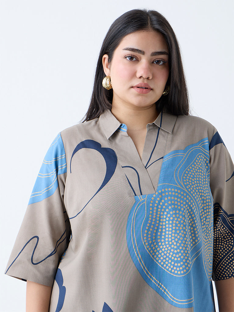 Diza Taupe Bandhani Printed Tunic - Image 3