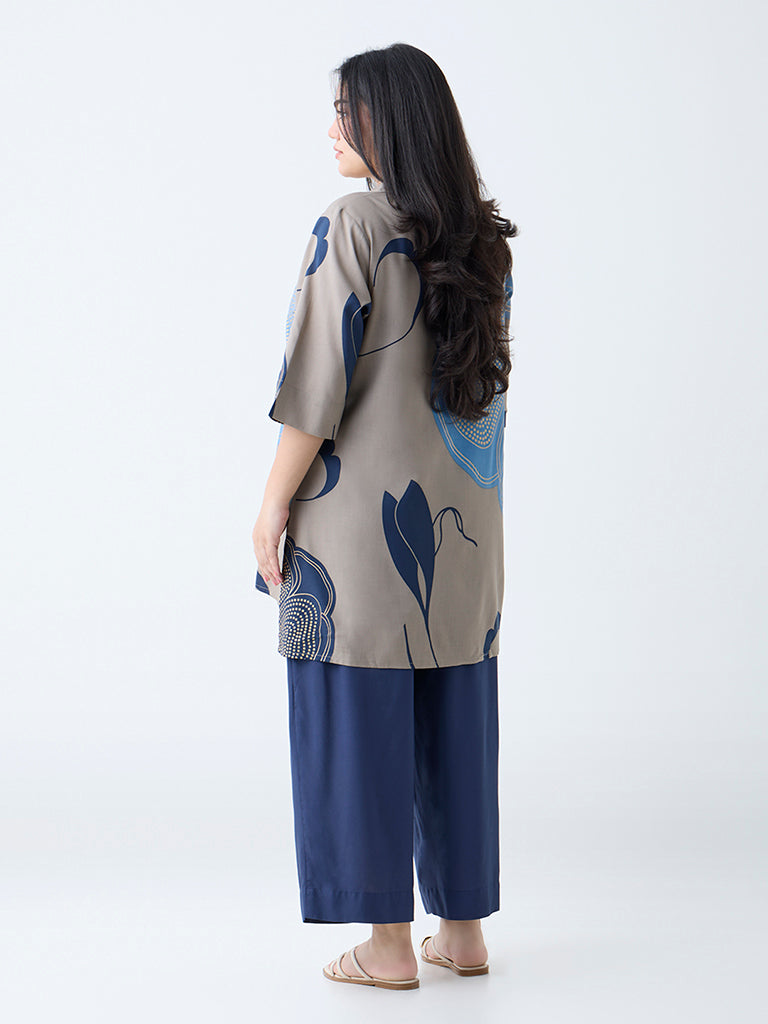 Diza Taupe Bandhani Printed Tunic - Image 4