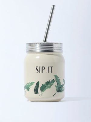 Westside Home Ivory Leaf Pattern Sipper