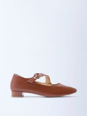 LUNA BLU Brown Block-Heel Mary Jane Shoes