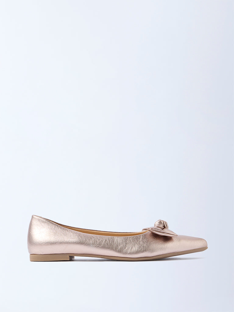 LUNA BLU Rose Gold Bow-Detailed Shoes