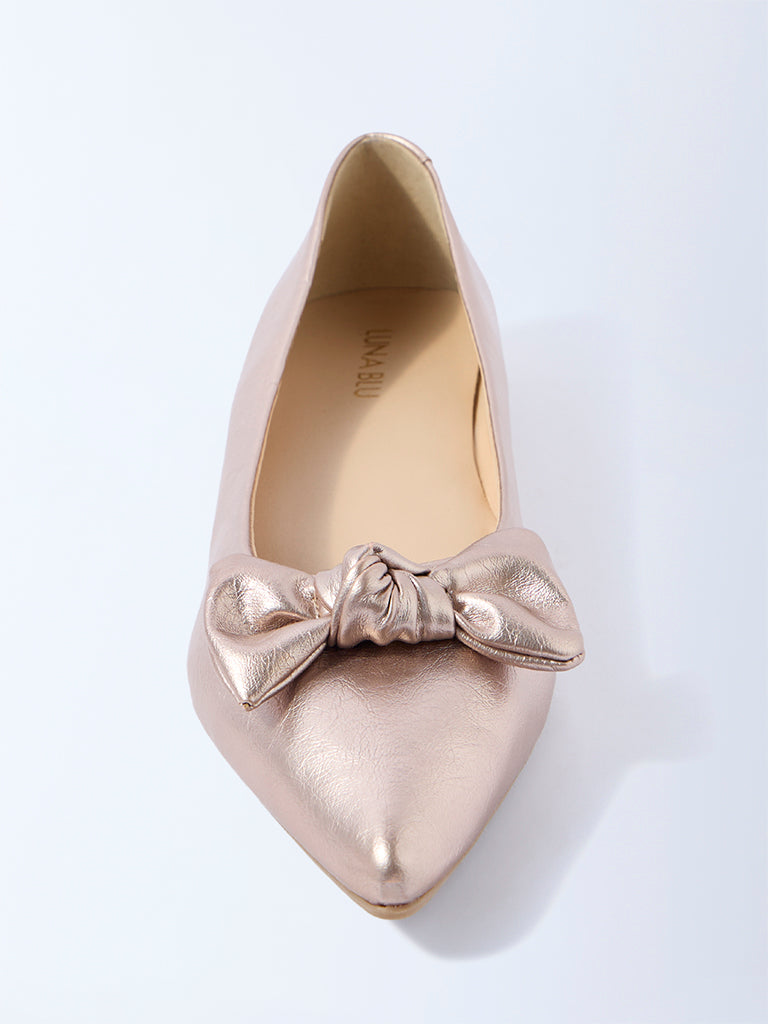 LUNA BLU Rose Gold Bow-Detailed Shoes - Image 3