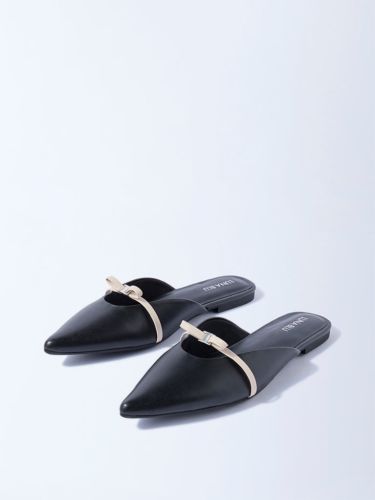 LUNA BLU Black Bow-Detailed Mules - Image 2