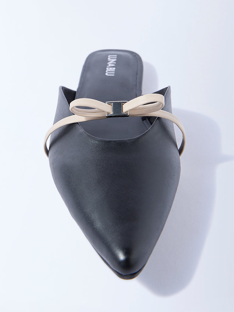 LUNA BLU Black Bow-Detailed Mules - Image 3