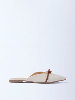 LUNA BLU Ivory Bow-Detailed Mules