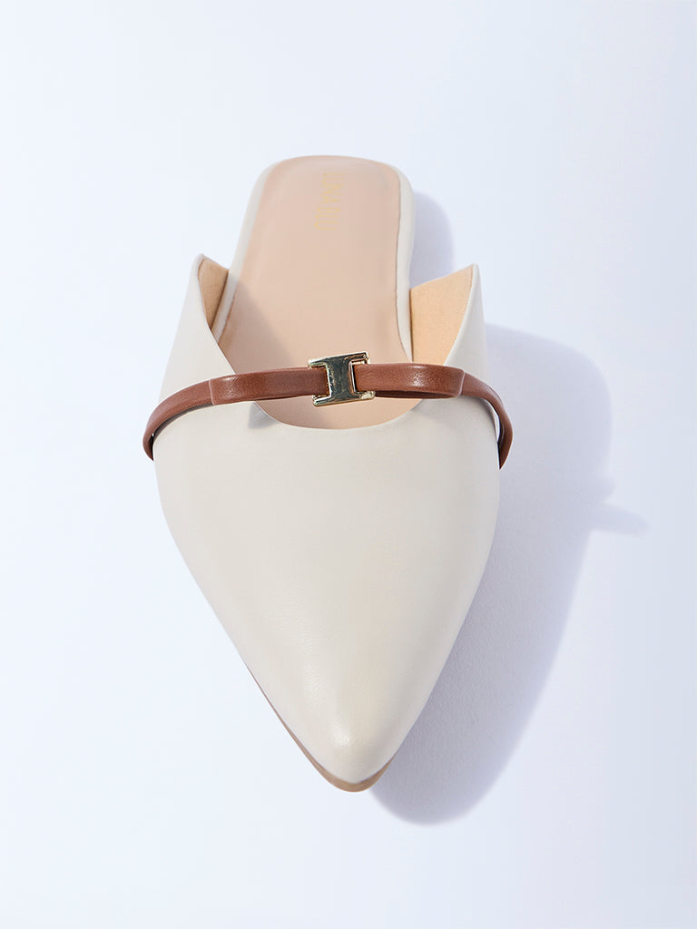 LUNA BLU Ivory Bow-Detailed Mules - Image 3