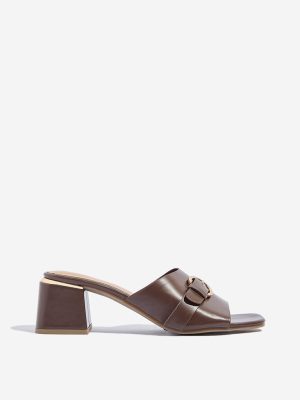 LUNA BLU Dark Brown Block Sandals