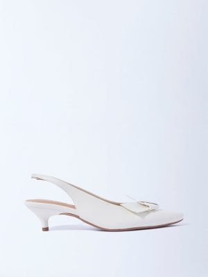 LUNA BLU White Bow Detailed Slingback Mules